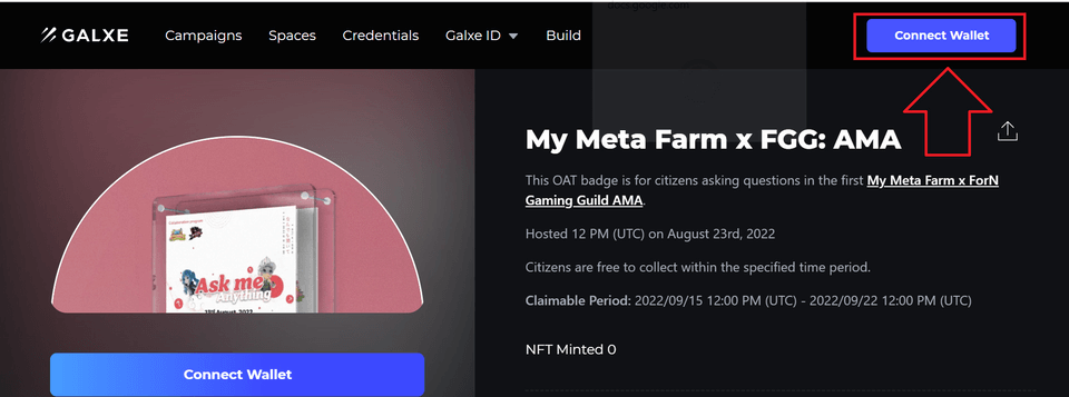 How to claim badge My Meta Farm x ForN Gaming Guild AMA.